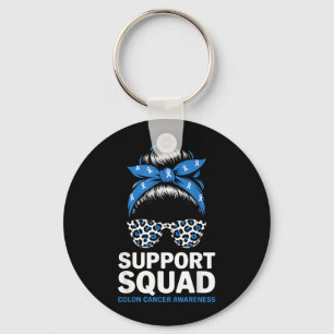 Support Squad Colon Cancer Awareness Messy Bun Keychain