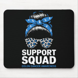 Support Squad Colon Cancer Awareness Messy Bun Mouse Pad