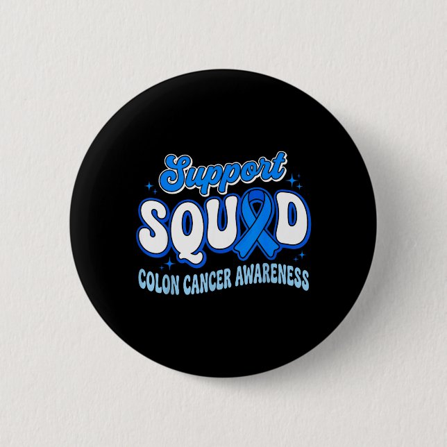 Support Squad Colourectal Colon Cancer Awareness 2 Inch Round Button (Front)