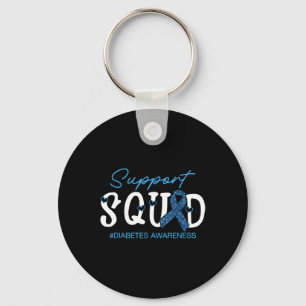Support Squad Costume Blue Ribbon Diabetes Cancer Keychain