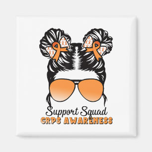 Support Squad Crps Awareness Messy Bun Orange Ribb Magnet
