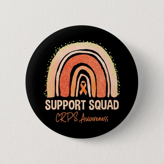 Support Squad Crps Awareness Rainbow Orange Ribbon 2 Inch Round Button (Front)