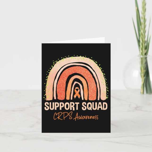 Support Squad Crps Awareness Rainbow Orange Ribbon Card (Front)