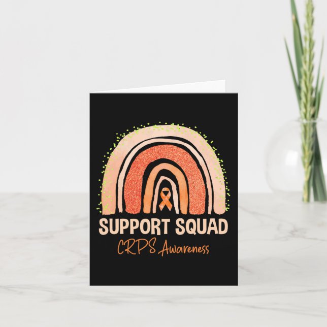 Support Squad CRPS Awareness Rainbow Orange Ribbon Card (Front)