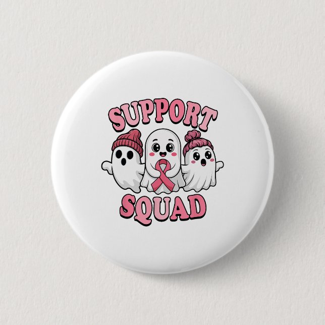 Support Squad Cute Ghosts Breast Cancer Awareness  2 Inch Round Button (Front)