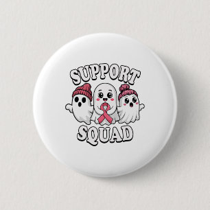 Support Squad Cute Ghosts Breast Cancer Awareness  2 Inch Round Button