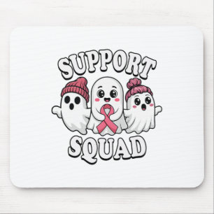 Support Squad Cute Ghosts Breast Cancer Awareness Mouse Pad