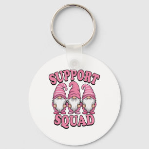 Support Squad Cute Pink Gnome Breast Cancer Keychain