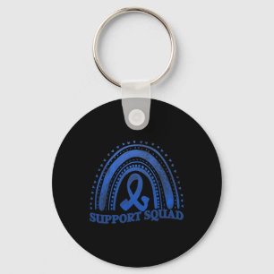 support squad diabetes awareness blue ribbon  keychain