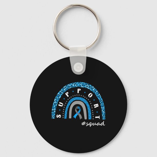 support squad diabetes rainbow t1d t2d warrior  keychain (Front)