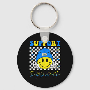 Support Squad Down Syndrome Awareness Day Groovy  Keychain