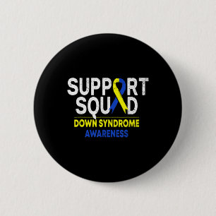 Support Squad Down Syndrome T21 Awareness Blue Yel 2 Inch Round Button