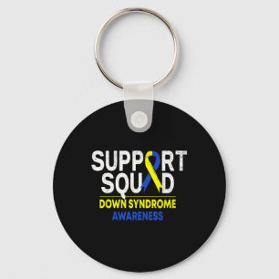 Support Squad Down Syndrome T21 Awareness Blue Yel Keychain