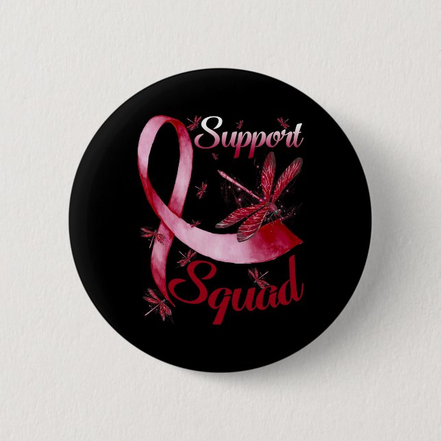 Support Squad Dragonfly Brain Aneurysm Awareness  2 Inch Round Button (Front)