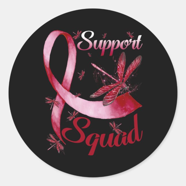 Support Squad Dragonfly Brain Aneurysm Awareness  Classic Round Sticker (Front)