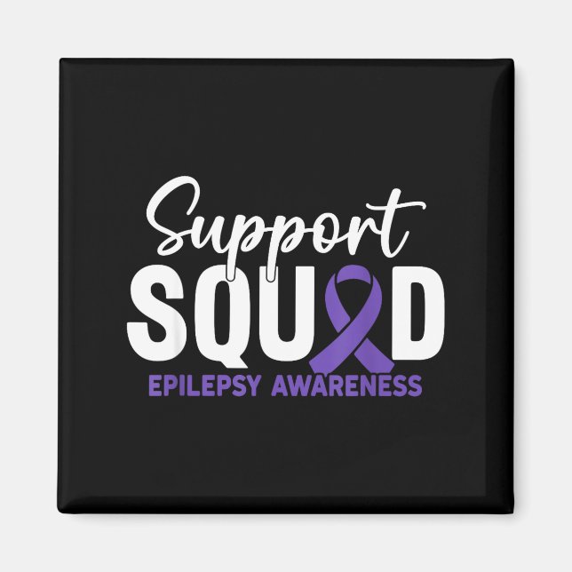 Support squad epilepsy awareness purple ribbon  magnet (Front)
