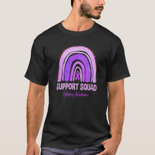 Support Squad Epilepsy Awareness Rainbow Purple Ri T-Shirt