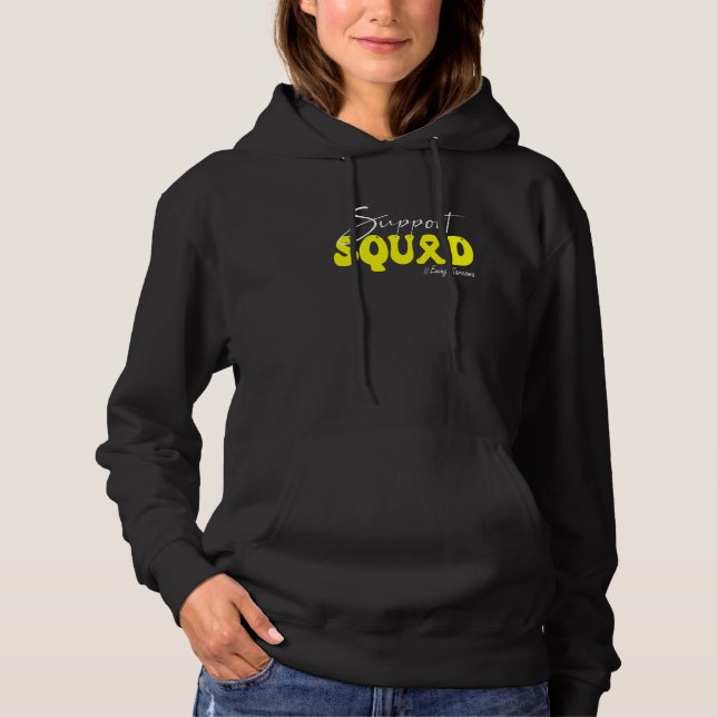 Support Squad Ewing Sarcoma Awareness Yellow Ribbo Hoodie (Front)