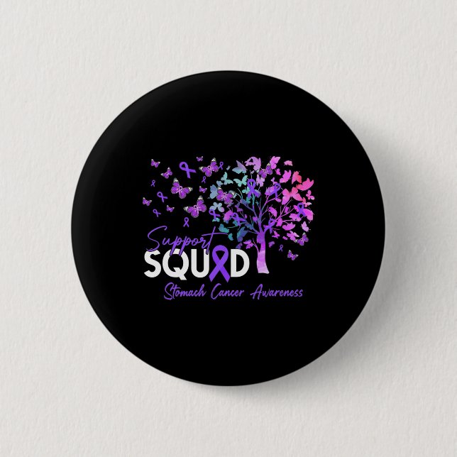 Support Squad Fall Tree Periwinkle Ribbon Stomach  2 Inch Round Button (Front)