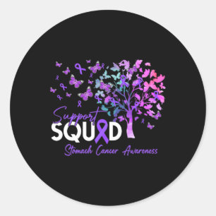 Support Squad Fall Tree Periwinkle Ribbon Stomach Classic Round Sticker