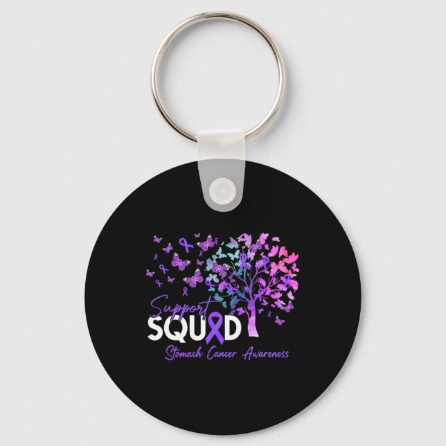 Support Squad Fall Tree Periwinkle Ribbon Stomach  Keychain (Front)