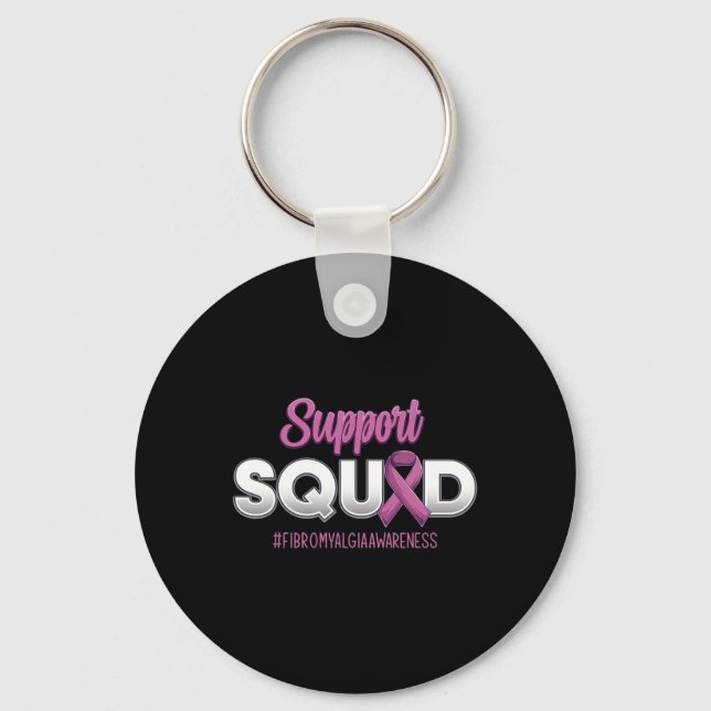 Support Squad Fibromyalgia Awareness Warrior For M Keychain (Front)