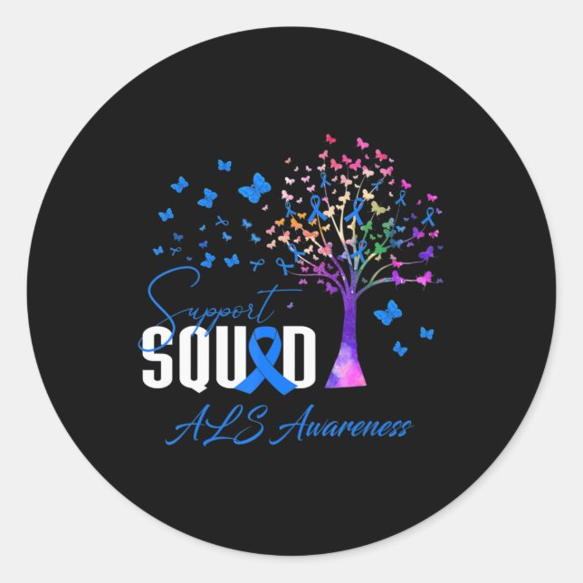 Support Squad For Als Awareness  Classic Round Sticker (Front)