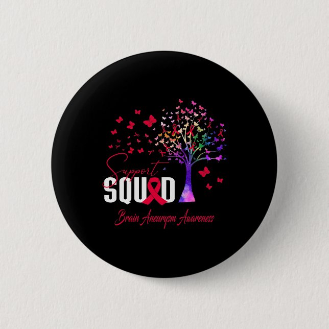 Support Squad For Brain Aneurysm Awareness  2 Inch Round Button (Front)