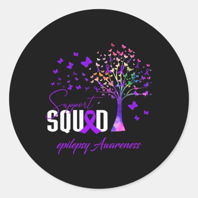 Support Squad For Epilepsy Awareness  Classic Round Sticker (Front)