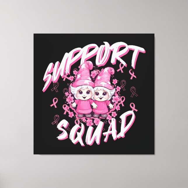 Support Squad Gnome Warrior Breast Cancer Awarenes Canvas Print (Front)
