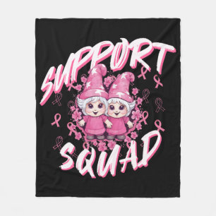 Support Squad Gnome Warrior Breast Cancer Awarenes Fleece Blanket