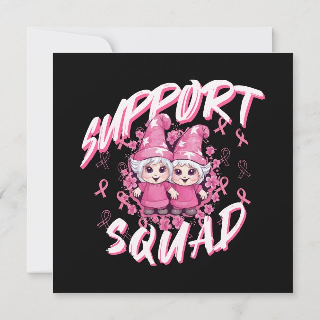 Support Squad Gnome Warrior Breast Cancer Awarenes Invitation (Back)