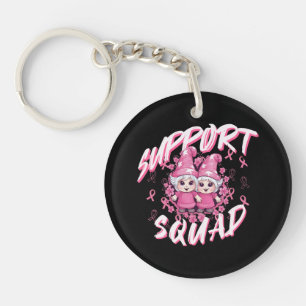 Support Squad Gnome Warrior Breast Cancer Awarenes Keychain