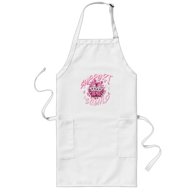 Support Squad Gnome Warrior Breast Cancer Awarenes Long Apron (Front)