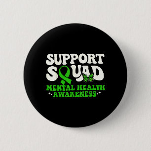 Support Squad Green Ribbon Butterfly Mental Health 2 Inch Round Button