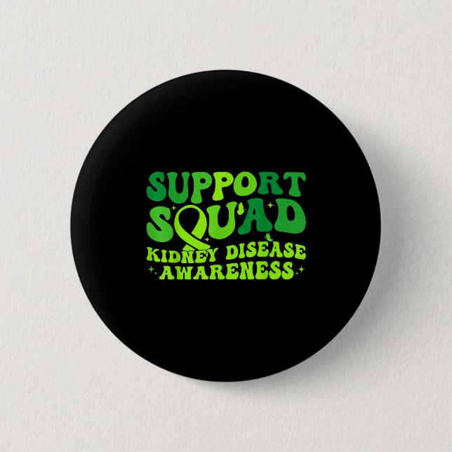 Support squad green ribbon butterfly pkd kidney 2 inch round button (Front)