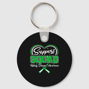 Support squad green ribbon butterfly pkd kidney keychain