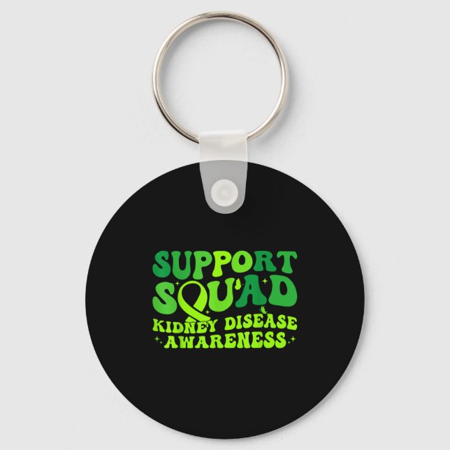 Support squad green ribbon butterfly pkd kidney keychain (Front)