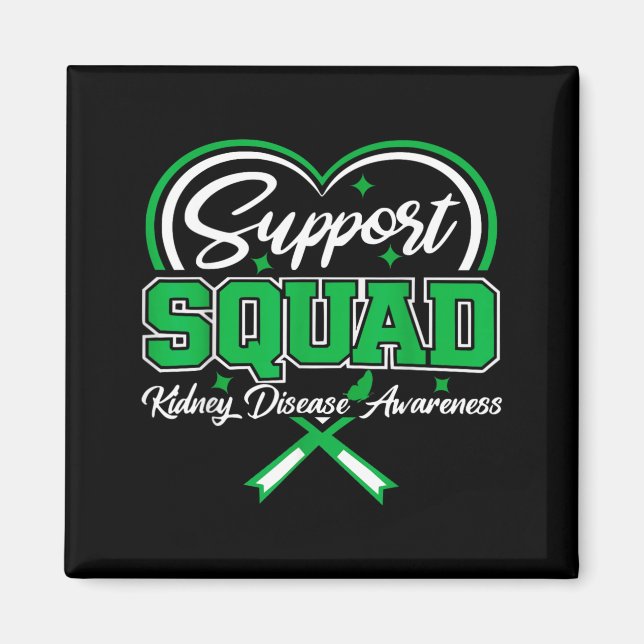 Support Squad Green Ribbon Butterfly PKD Kidney Magnet (Front)