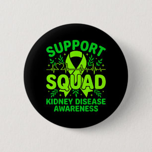 Support Squad Green Ribbon Kidney Disease 2 Inch Round Button