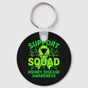 Support Squad Green Ribbon Kidney Disease Keychain