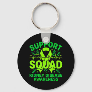 Support Squad Green Ribbon Kidney Disease Keychain