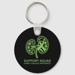 Support Squad Green Ribbon Kidney Disease Keychain