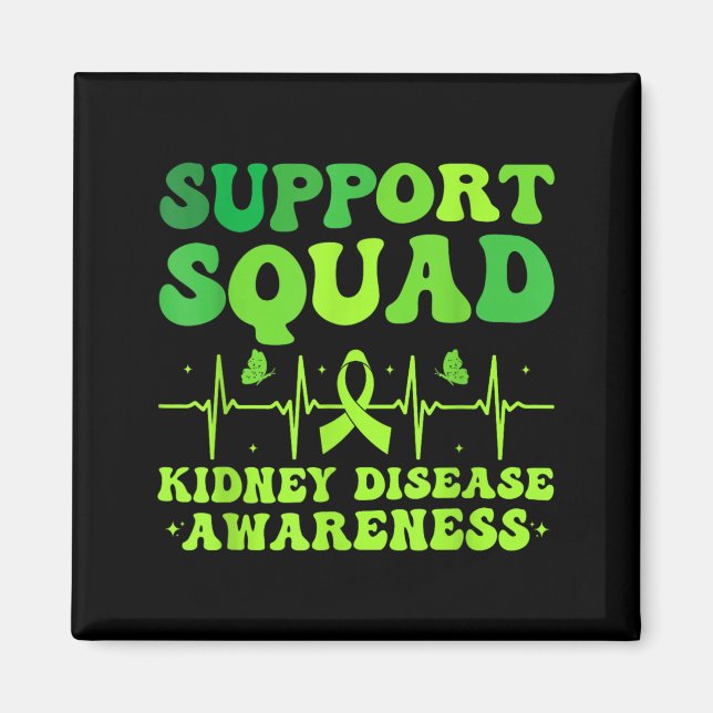 Support Squad Green Ribbon _ Kidney Disease Magnet (Front)