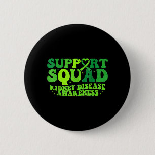 Support Squad Green Ribbon PKD Kidney Disease 2 Inch Round Button