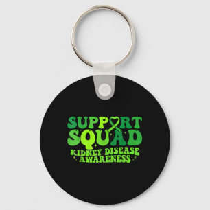 Support Squad Green Ribbon PKD Kidney Disease Keychain