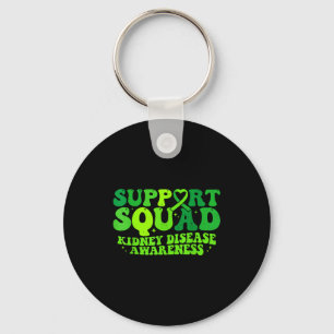 Support squad green ribbon pkd kidney disease keychain