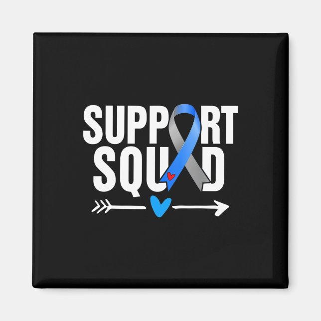 Support Squad Grey Blue Ribbon Diabetes Awareness  Magnet (Front)