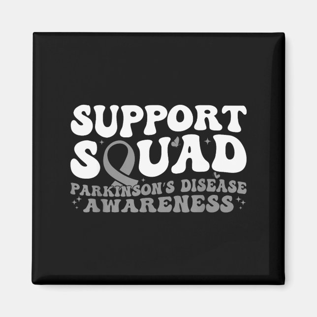 Support squad grey ribbon butterfly parkinson's magnet (Front)