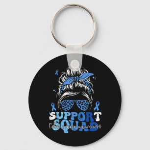Support Squad Groovy Colon Cancer Awareness Messy Keychain